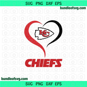 Kansas City Chiefs Heart svg Super Bowl American Football Rugby sign svg png dxf eps cut files cameo cricut