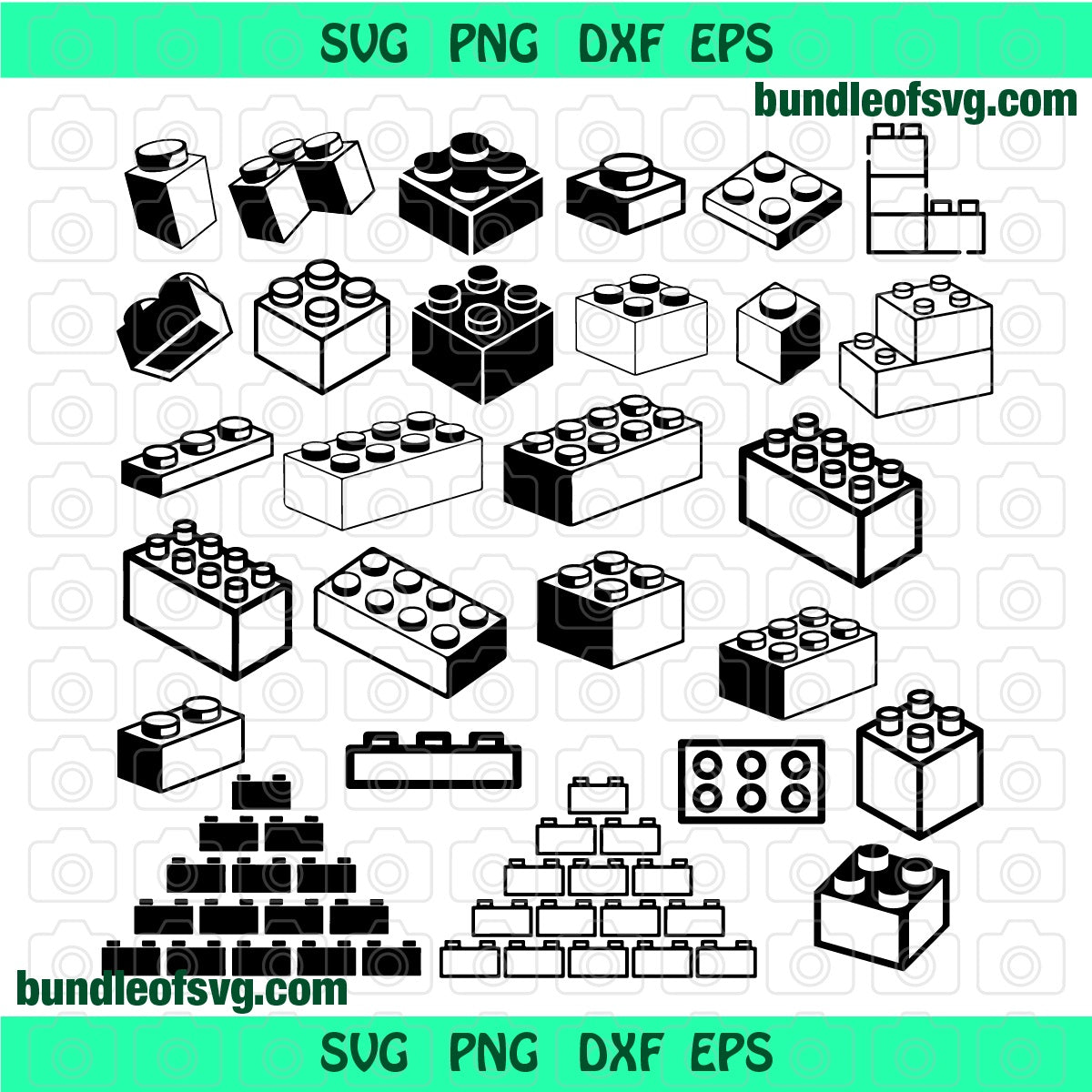 Lego bricks svg silhouette clipart vinyl iron on decor Building Blocks svg Brick Birthday Party Gift svg png dxf cut files cameo cricut - BundleofSVG