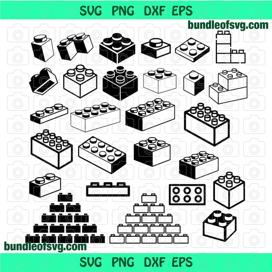 Lego bricks svg silhouette clipart vinyl iron on decor Building Blocks svg Brick Birthday Party Gift svg png dxf cut files cameo cricut - BundleofSVG
