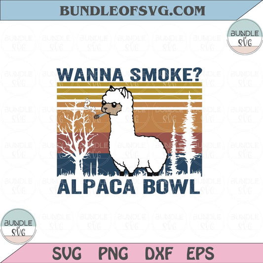 Llama Smoking Weed Svg Wanna Smoke Alpaca Bowl Svg Cannabis Png Dxf eps cut files Silhouette Cameo Cricut - BundleofSVG