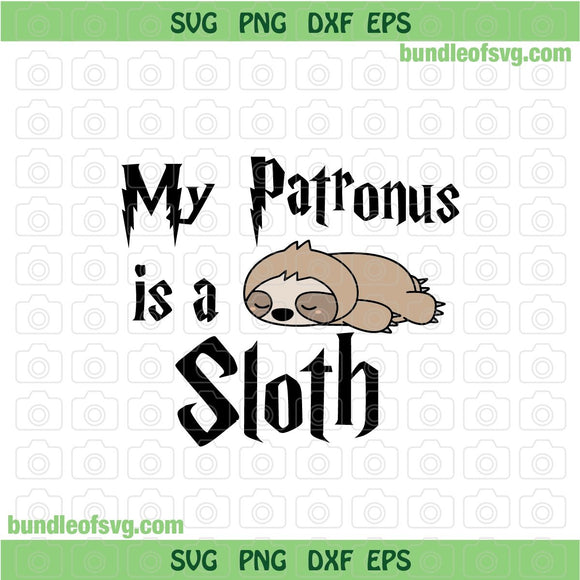 My Patronus Is Sloth SVG Potterhead Sloth Lazy Day svg Sleeping Sloth Sleep svg png dxf cut file cameo cricut