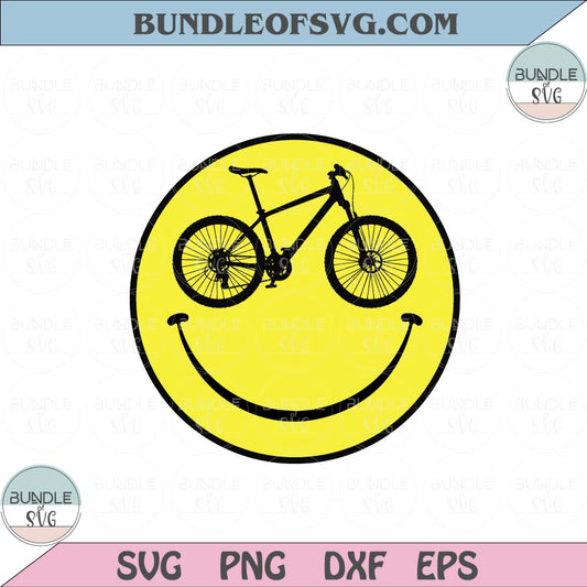 MTB Smile Bike Svg Bicycle Smiley svg Happy Face Biker Svg Png Dxf eps cut files Silhouette Cameo Cricut - BundleofSVG
