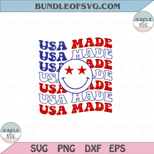 Made in the USA Svg Star Smiley Face USA Made Svg 4th of July Svg Png Dxf Eps files Cameo Cricut