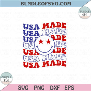 Made in the USA Svg Star Smiley Face USA Made Svg 4th of July Svg Png Dxf Eps files Cameo Cricut