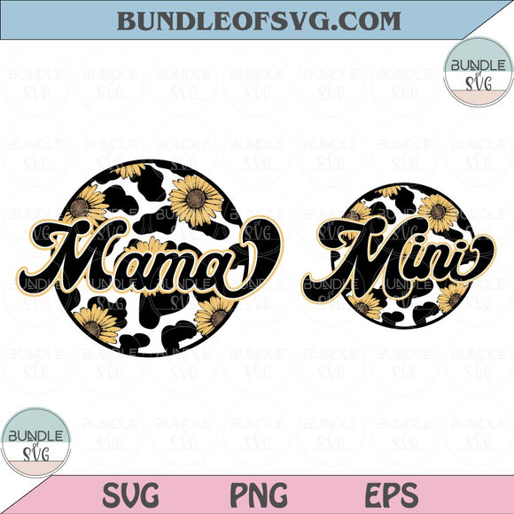 Mama PNG Sublimation Retro Sunflower Mama and Mini Png Svg Eps files Cameo Cricut