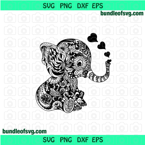 Mandala Baby Elephant SVG Mandala Elephant Floral Ornament Silhouette svg png dxf cut files cameo cricut