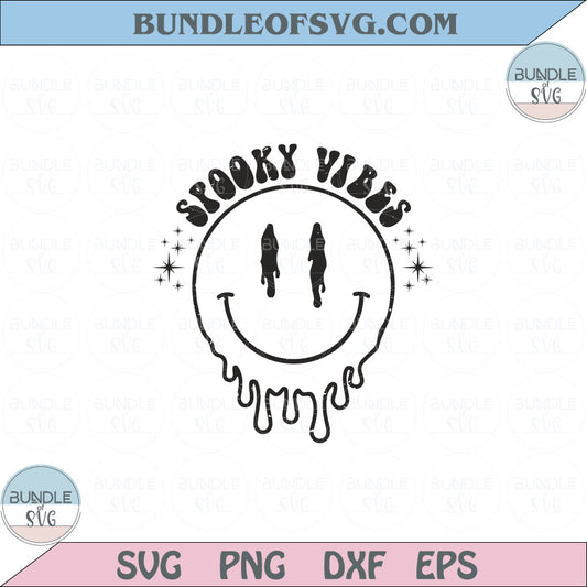 Melting Smiley Face Spooky Vibes Svg Halloween Drippy Smiley Svg Png Dxf Eps files Cameo Cricut