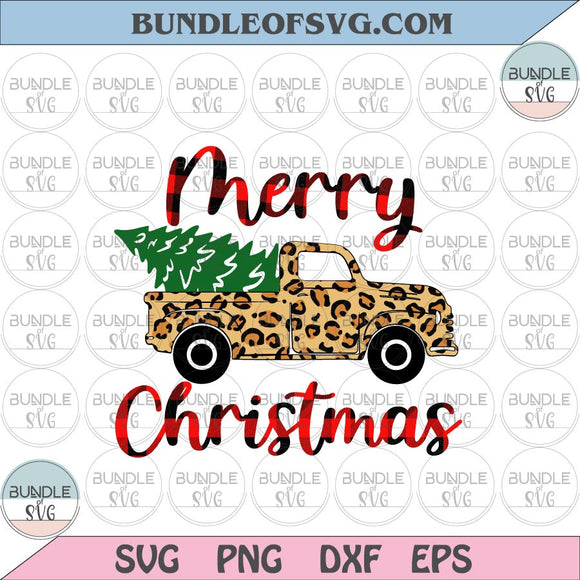 Merry Christmas Buffalo Plaid Leopard Truck svg Buffalo Plaid Merry Christmas svg eps png dxf files cameo cricut