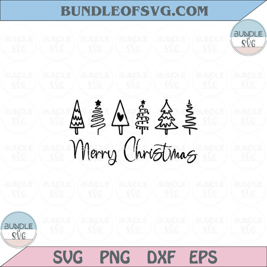 Merry Christmas Svg Christmas Trees Svg Pine Hand Drawn Svg Png Dxf Eps files Cameo Cricut - BundleofSVG