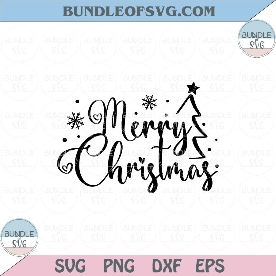 Merry Christmas Svg Hand Lettered Christmas tree Svg Png Dxf Cut File