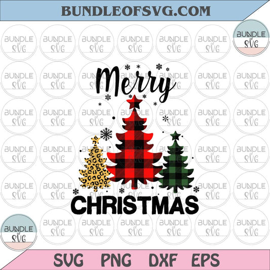 Merry Christmas Tree Leopard svg Christmas Trees Plaid svg Plaid Christmas Tree svg eps png dxf cut files cricut - BundleofSVG