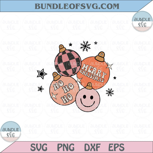 Merry Christmas Png Sublimation Retro Groovy Christmas Balls Svg Png Dxf Eps files Cameo Cricut
