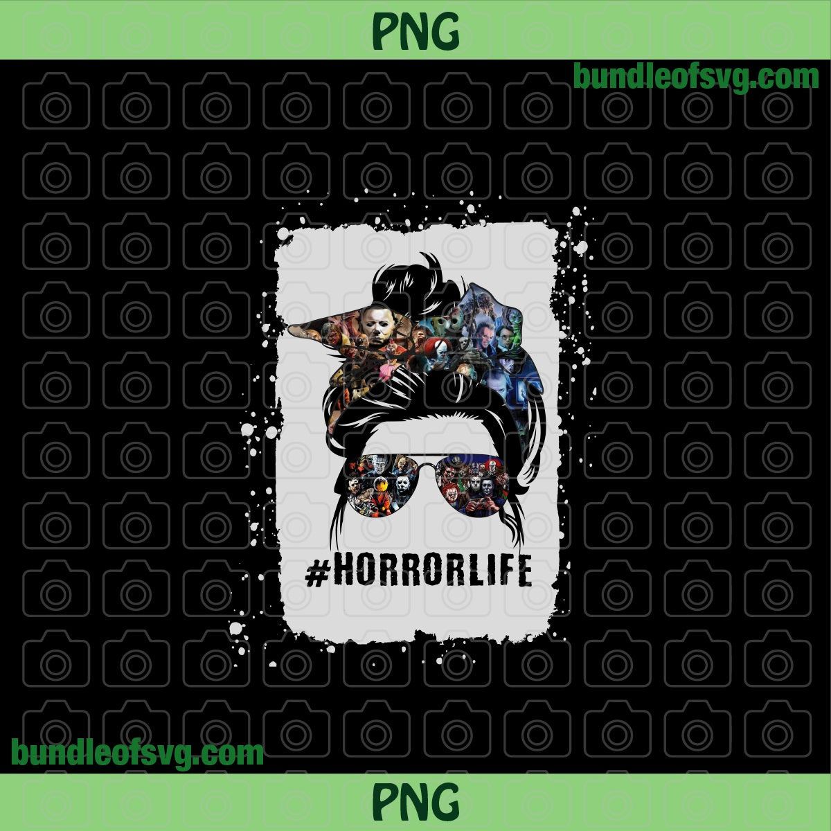 Bleached Messy Bun Horror Life png Movie Killer Jason Michael Myers Saw Freddy Krueger PNG Sublimation png file - BundleofSVG
