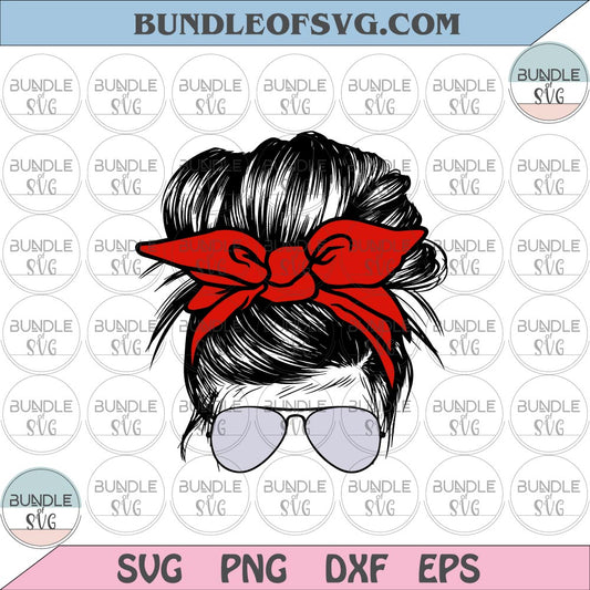 Messy bun svg Messy bun with glasses svg momlife svg Bow Mom Bandana svg png dxf png files