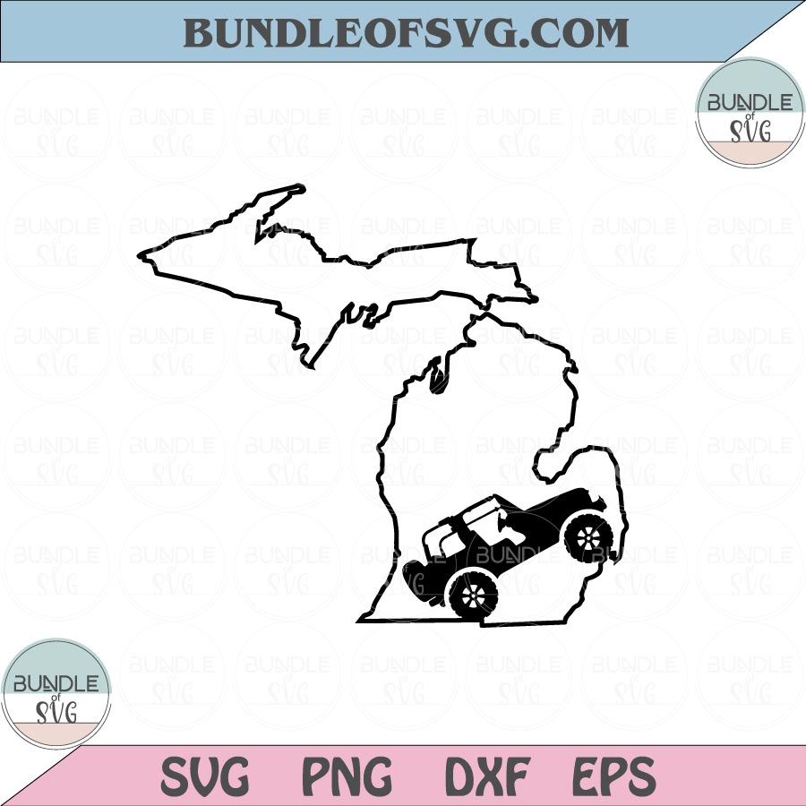 Michigan Jeep svg Jeep Michigan State Svg Jeep Michigan Map Svg Png dxf eps cut files Silhouette Cameo Cricut - BundleofSVG