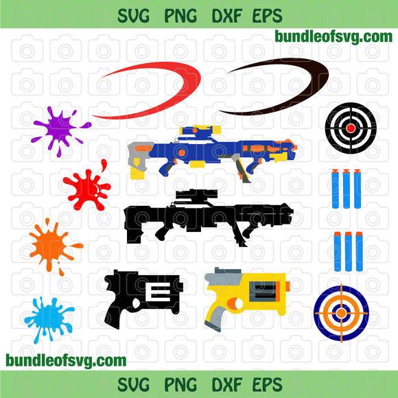 Nerf SVG Nerf Gun svg Paint gun svg Ornament Birthday invitation Party Theme svg png dxf eps files cameo cricut