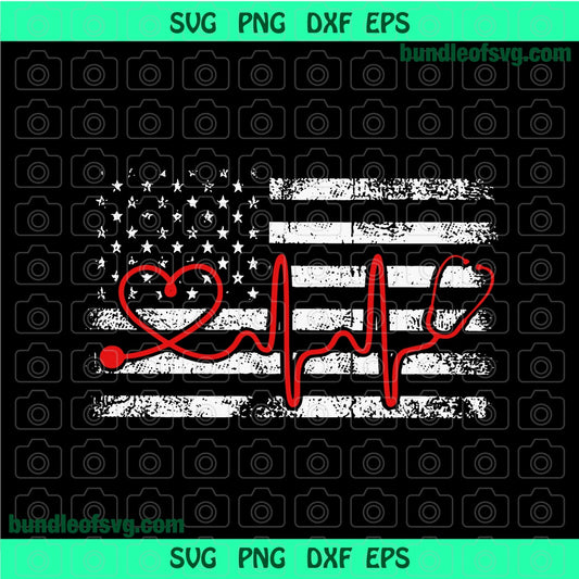 Nurse American Flag svg Nurse USA Distressed Flag Nurse sign Caduceus Svg 4th july Shirt svg png dxf eps file cameo cricut - BundleofSVG