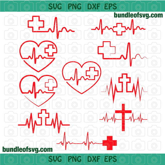 Nurse Doctor Cross Heartbeat SVG Shirt Cross Heartbeat Printables decor Party Birthday Gift svg eps dxf png cut file Silhouette cameo cricut