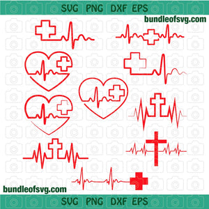 Nurse Doctor Cross Heartbeat SVG Shirt Cross Heartbeat Printables decor Party Birthday Gift svg eps dxf png cut file Silhouette cameo cricut