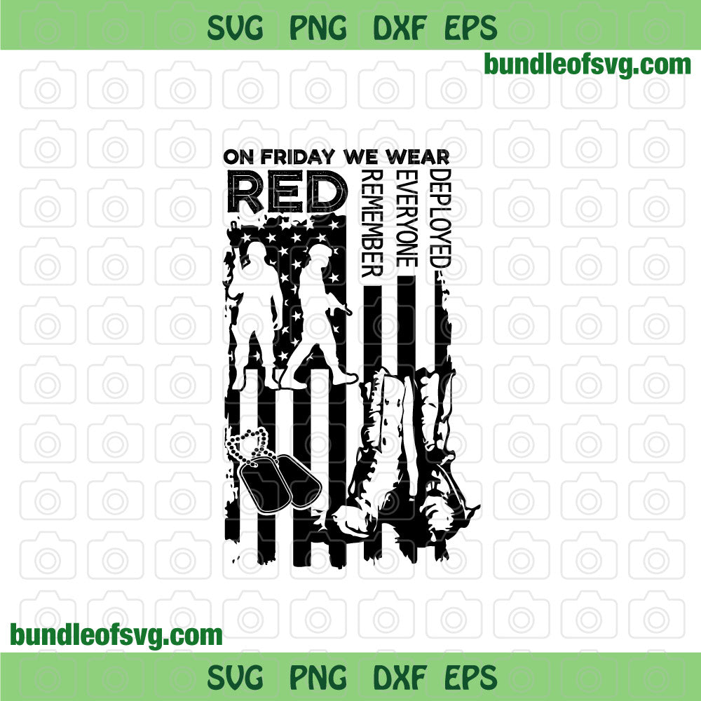 On Friday We Wear Red svg Flag Veteran Military svg png dxf eps files cameo cricut - BundleofSVG