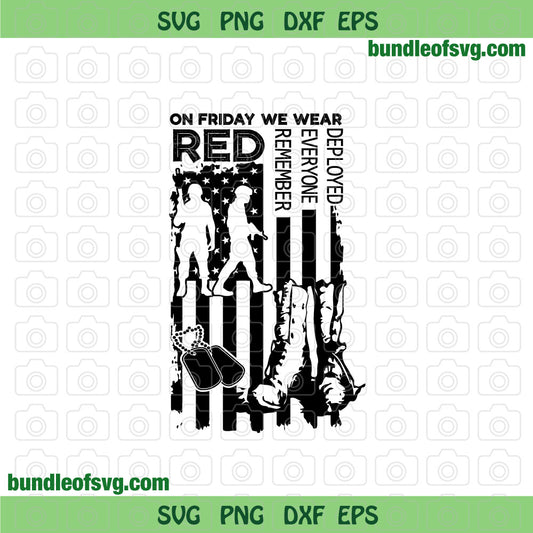 On Friday We Wear Red svg Flag Veteran Military svg png dxf eps files cameo cricut - BundleofSVG