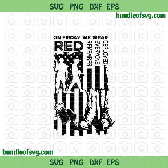 On Friday We Wear Red svg Flag Veteran Military svg png dxf eps files cameo cricut