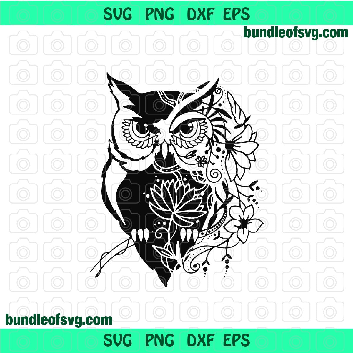 Owl mandala svg Zentangle Owl Flower svg Floral Owl svg Animal Boho svg eps png dxf cutting files cameo cricut - BundleofSVG