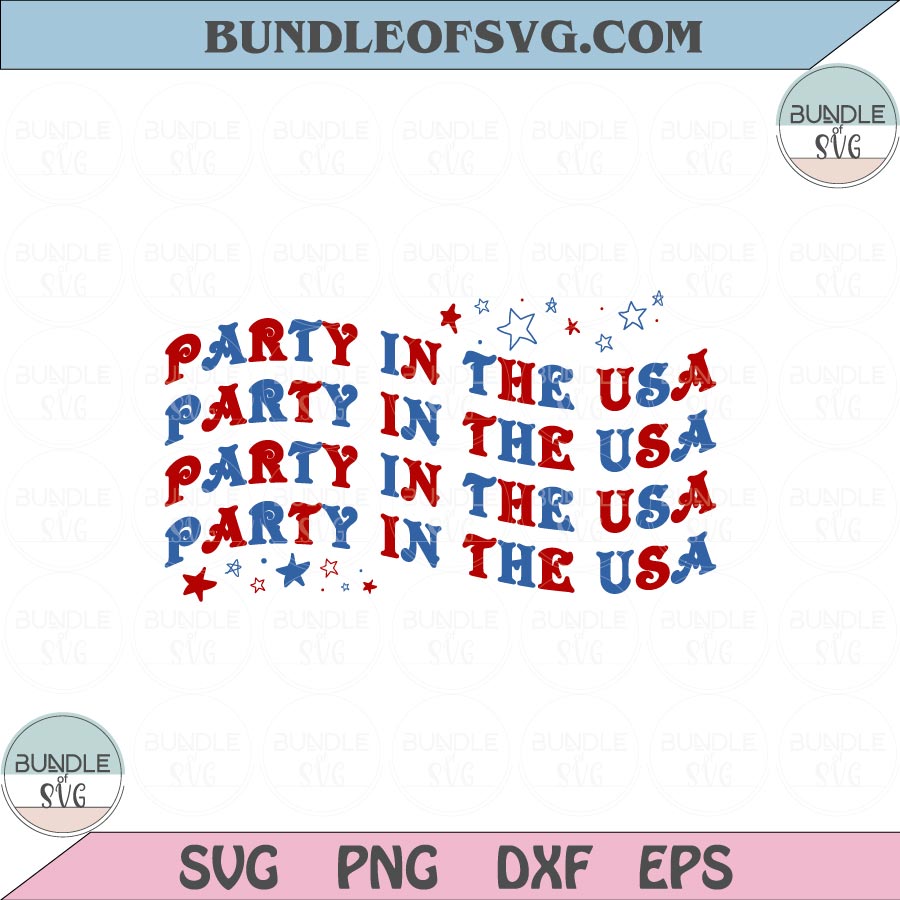 Party in the USA Svg 4th of July Svg American Fourth of July Png Dxf Eps files Cameo Cricut - BundleofSVG