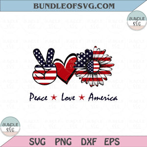 Peace Love America Svg Sunflower American Flag 4th of July Svg Png Dxf Eps files Cameo Cricut