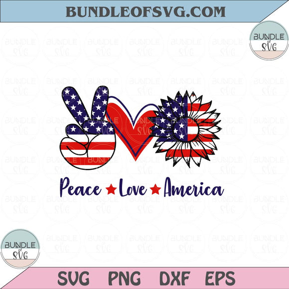 Peace Love America Svg USA Flag Sunflower 4th of July Svg Png Dxf Eps files Cameo Cricut