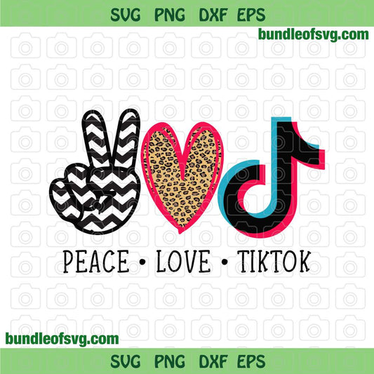 Peace Love TikTok SVG Tik tok App Lover svg png dxf eps file cameo cricut - BundleofSVG