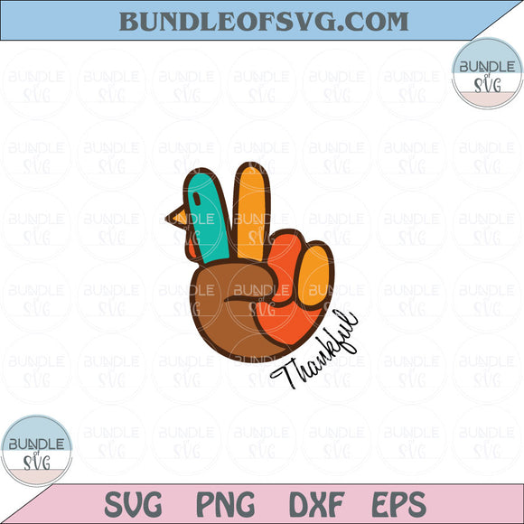Peace Sign Turkey Hand Svg Turkey Hand Sign Thanksgiving Svg Png Dxf Eps files Cameo Cricut