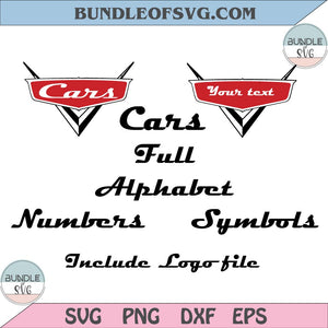 Pixar Cars font SVG Cars Alphabet svg Cars Letters Numbers Birthday Party svg png dxf files cricut