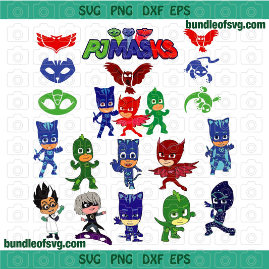 Bundle Pj Masks SVG Pj Masks Birthday Shirt Catboy Owlette Gekko svg eps png dxf cut files Cameo Cricut - BundleofSVG