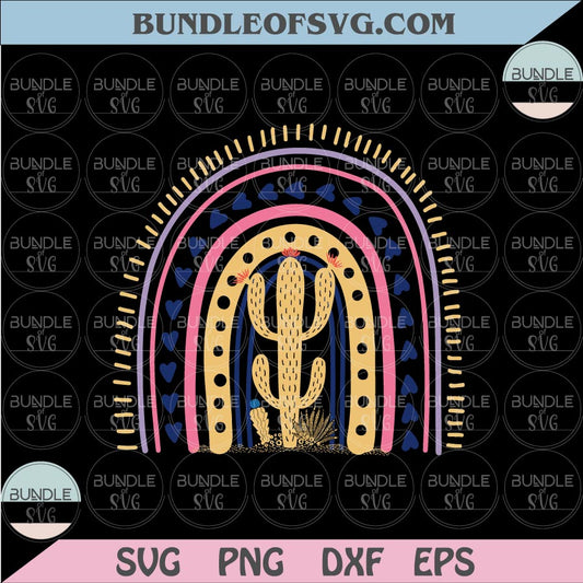 Retro Cactus Rainbow Svg Boho Rainbow Cactus Svg Cactus Rainbow Png Dxf Eps files Cameo Cricut