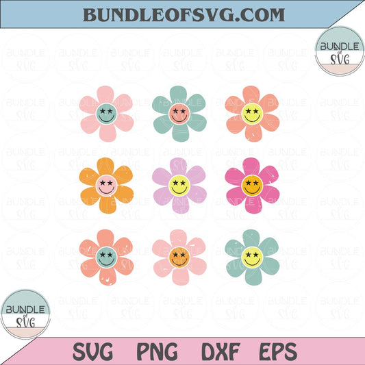 Retro Flower Svg Vintage Daisy Svg Retro Daisy Smiley Face Svg Png Dxf Eps files Cameo Cricut