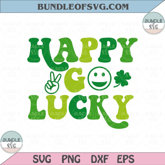 Retro Happy Go Lucky Svg Funny St Patricks Day svg Irish svg Shamrock Svg png dxf eps cut file