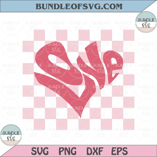 Retro Heart Love Checkered Svg Groovy Love Heart Checkers Svg Png Dxf Eps Files cameo cricut - BundleofSVG