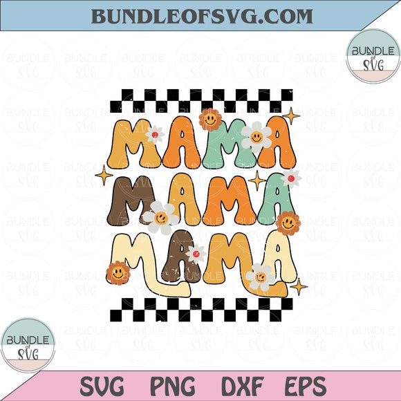 Retro Mama Svg Vintage Mama Flower Smiley Face Svg Png Dxf Eps files Cameo Cricut