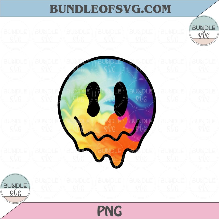 Retro Melting Smiley Face Png Tie Dye Smiley Face Png Sublimation Design file