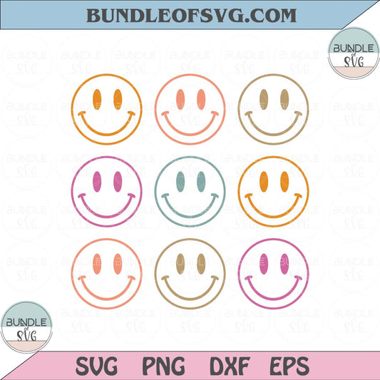 Retro Smile Face Svg Aesthetic Happy Face Smiley Svg Png Dxf Eps files Cameo Cricut