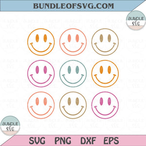 Retro Smile Face Svg Aesthetic Happy Face Smiley Svg Png Dxf Eps files Cameo Cricut