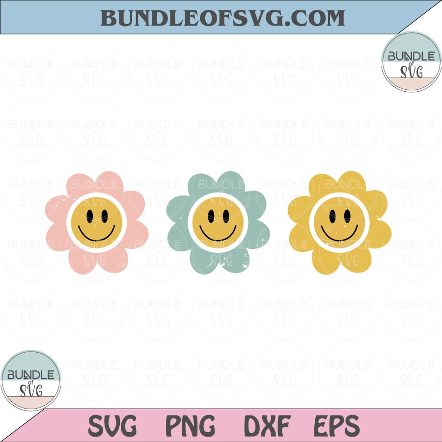 Smiley Face SVG  Hippie Flowers SVG Cut Files