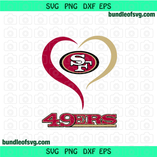 San Francisco 49ers Heart svg Open Heart Super Bowl American Football Rugby sign shirt decor svg png dxf eps cut files cameo cricut - BundleofSVG