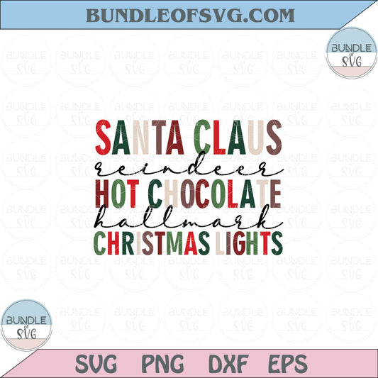 Santa Claus Reindeer Hallmark Hot Chocolate Christmas Lights Svg Png Dxf Eps files Cameo Cricut - BundleofSVG