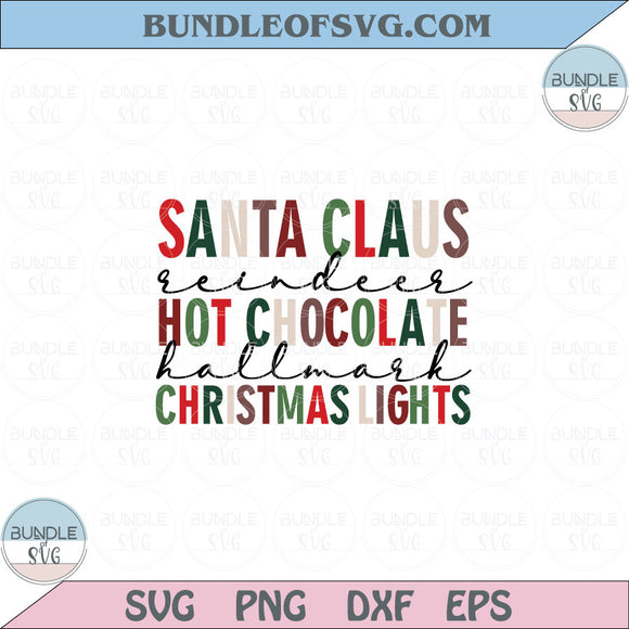 Santa Claus Reindeer Hallmark Hot Chocolate Christmas Lights Svg Png Dxf Eps files Cameo Cricut