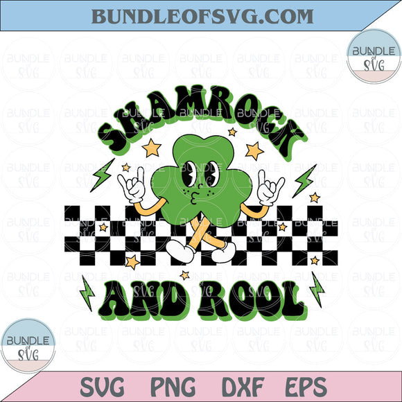 Shamrock And Roll Svg Retro St Patricks Day Rocker Png Sublimation Svg Dxf Eps Files