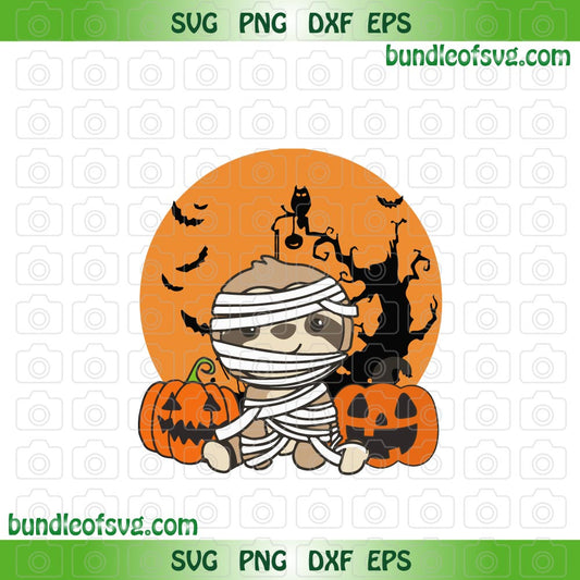 Sloth In Pumpkin svg Sloth Halloween svg Zombie Sloth svg eps png dxf files Cricut - BundleofSVG