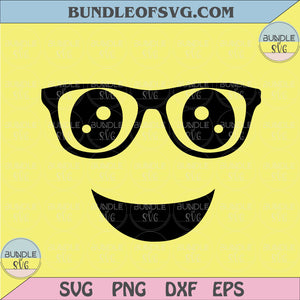 Smart Emoji Svg Smart Face with Glasses Emoji Svg Smart icon svg dxf eps png cut files cricut