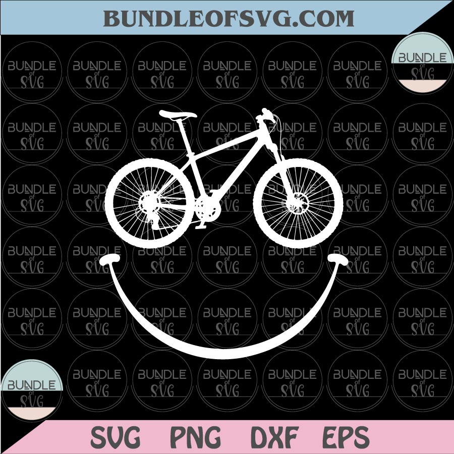 Smile Bike Svg Bicycle Smiley svg Happy Face Biker Svg Smiling Mtb Png Dxf eps cut files Silhouette Cameo Cricut - BundleofSVG